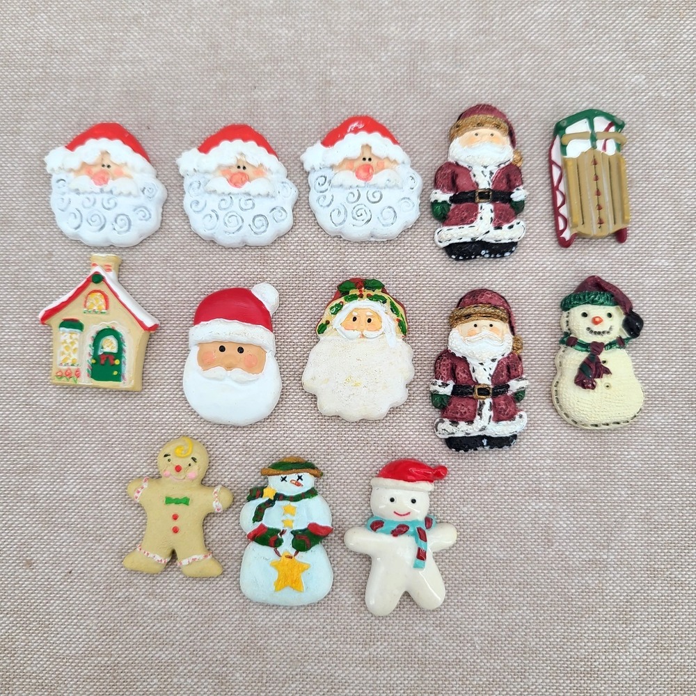 Lot of 90s Christmas Craft Flatback Miniatures for Buttons / Pins / Scatter